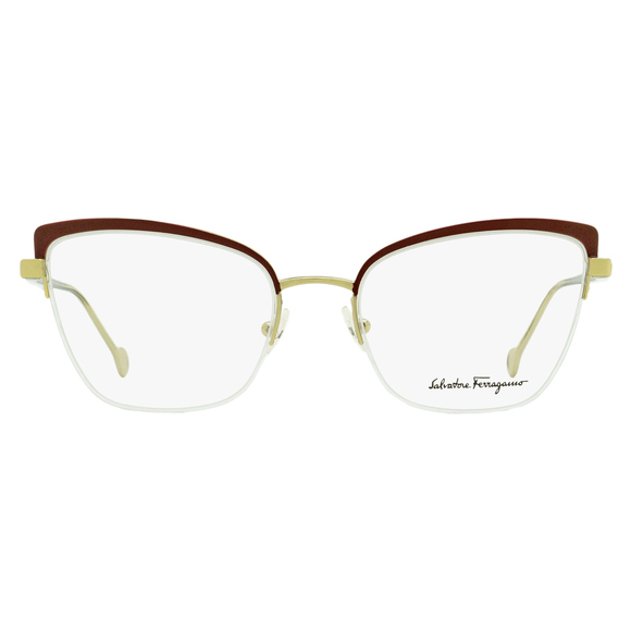 Salvatore Ferragamo Cat Eye Eyeglasses SF2182 744 Gold/Burgundy 53mm 2182 - Picture 2 of 2